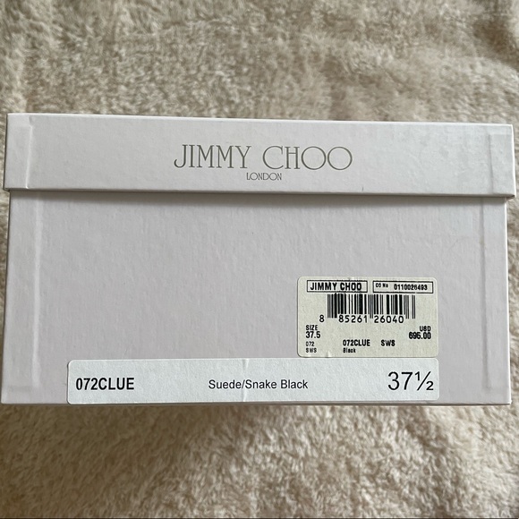 JIMMY CHOO 072CLUE Suede/Snake Black Heels Size 7.5 - Picture 6 of 7